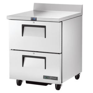 MASĂ FRIGORIFICĂ PROFESIONALĂ CU REBORD ȘI 2 SERTARE, 184L
