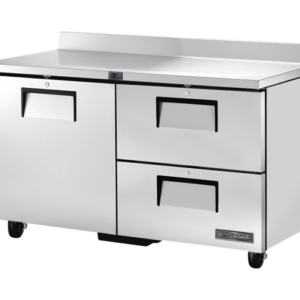 MASĂ FRIGORIFICĂ PROFESIONALĂ CU REBORD, 1 UȘĂ ȘI 2 SERTARE, 439L