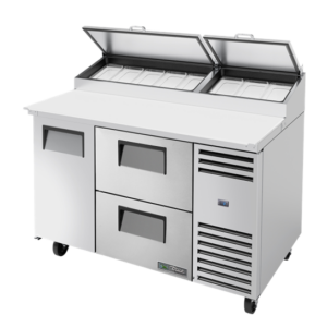 MASĂ FRIGORIFICĂ PREPARARE PIZZA 1 UȘĂ + 2 SERTARE, 451L, 8 GN 1/3