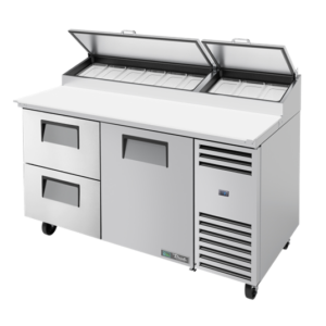 MASĂ FRIGORIFICĂ PREPARARE PIZZA 1 UȘĂ + 2 SERTARE, 583L, 9 GN 1/3